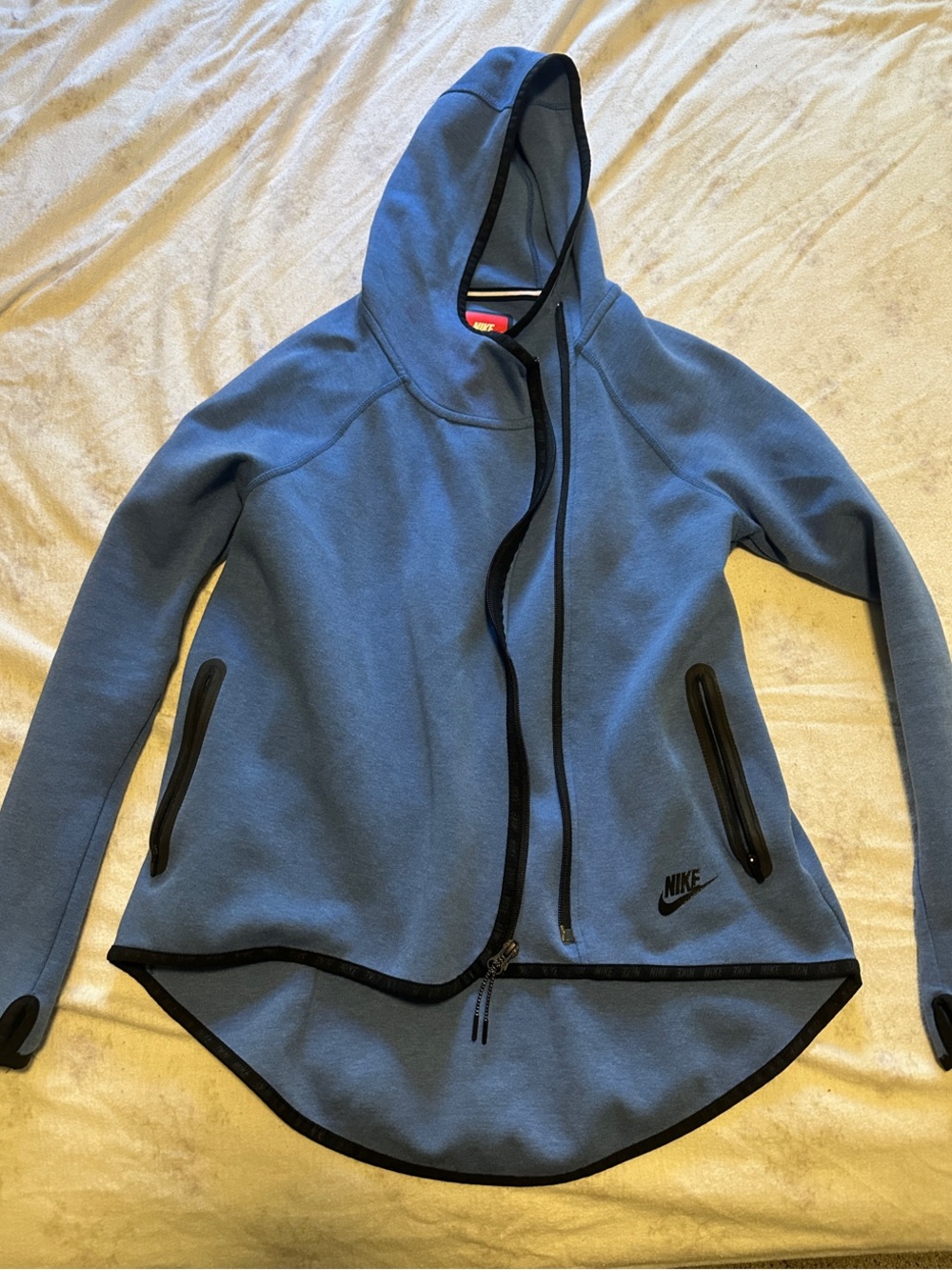 Nike Women’s Slate Blue Hooded Zip Bomber Jacket with Black Trim